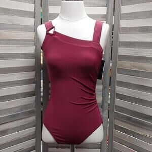 Women's Asymmetrical Shoulder One Piece Swimsuit | Aqua Green | Small